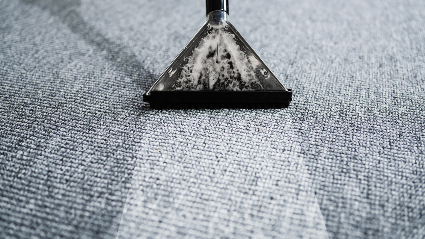 A close up of a vacuum cleaner on a carpet